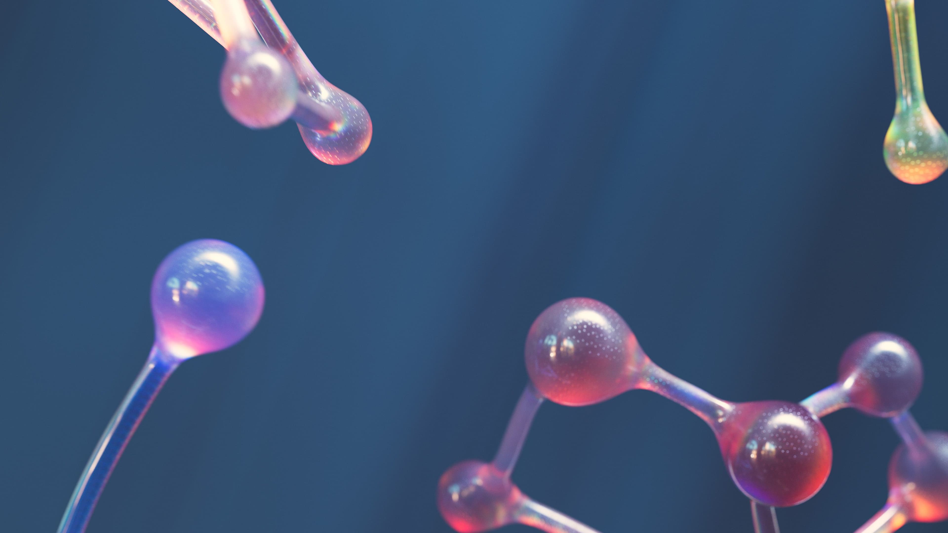 Clinical illustration of peptide molecule chains and an injection vial
